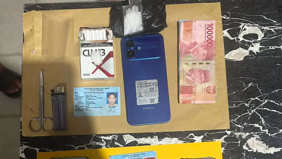 BARANG BUKTI : Barang bukti yang berhasil diamankan Satresnarkoba Polres Tarakan dari pengungkapan perkara narkotika di Binalatung. SATRESNARKOBA POLRES TARAKAN