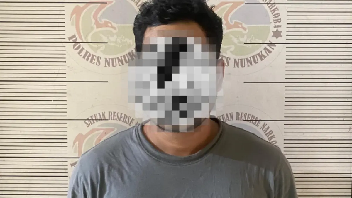 TERTANGKAP : M diamankan di Mapolres Nunukan dengan barang bukti narkotika golongan satu jenis sabu.&nbsp;