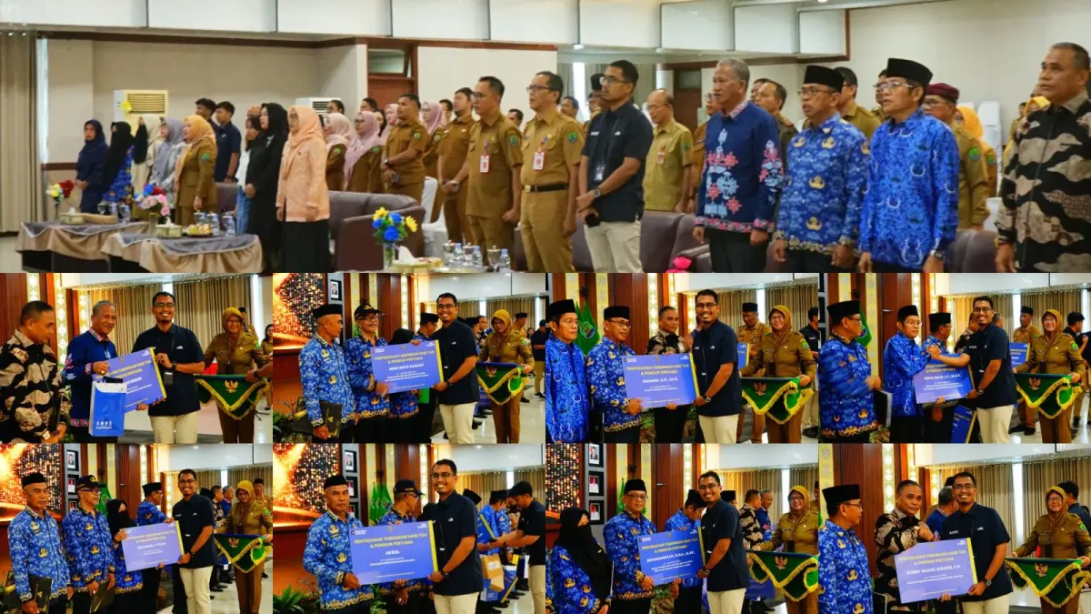 SERAHKAN THT: Branch Manager PT TASPEN (Persero) Kantor Cabang Tarakan Muhammad Fadhli menyerahkan Tabungan Hari Tua (THT) kepada pensiunan ASN di Kabupaten Nunukan.