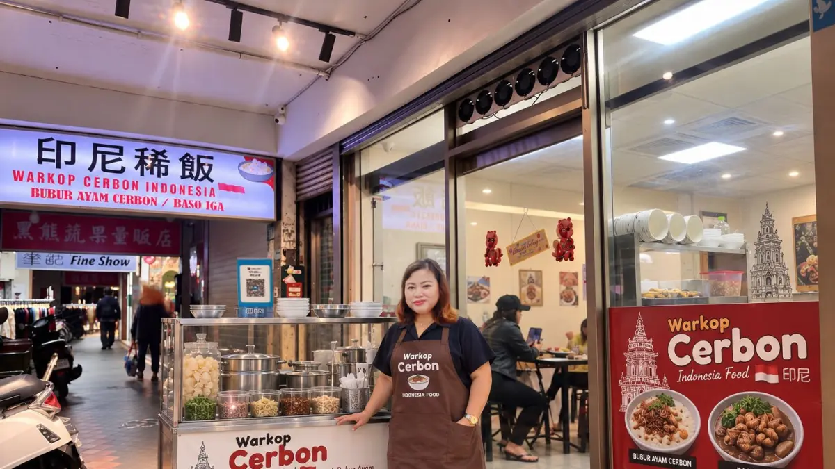Tati Purwanti mengembangkan usaha Warkop Cerbon di Taipei, Taiwan, yang menyajikan kuliner khas Indonesia seperti Bubur Ayam Cirebon dan Baso Iga. Usaha ini menjadi bagian dari perjalanan Tati membangun kemandirian ekonomi setelah puluhan tahun menjadi PMI.