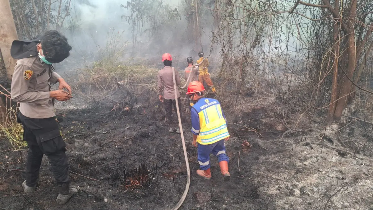 KERAHKAN : BWS V Kalimantan Tanjung Selor mengerahkan personel untuk membantu pemadam karhutla.