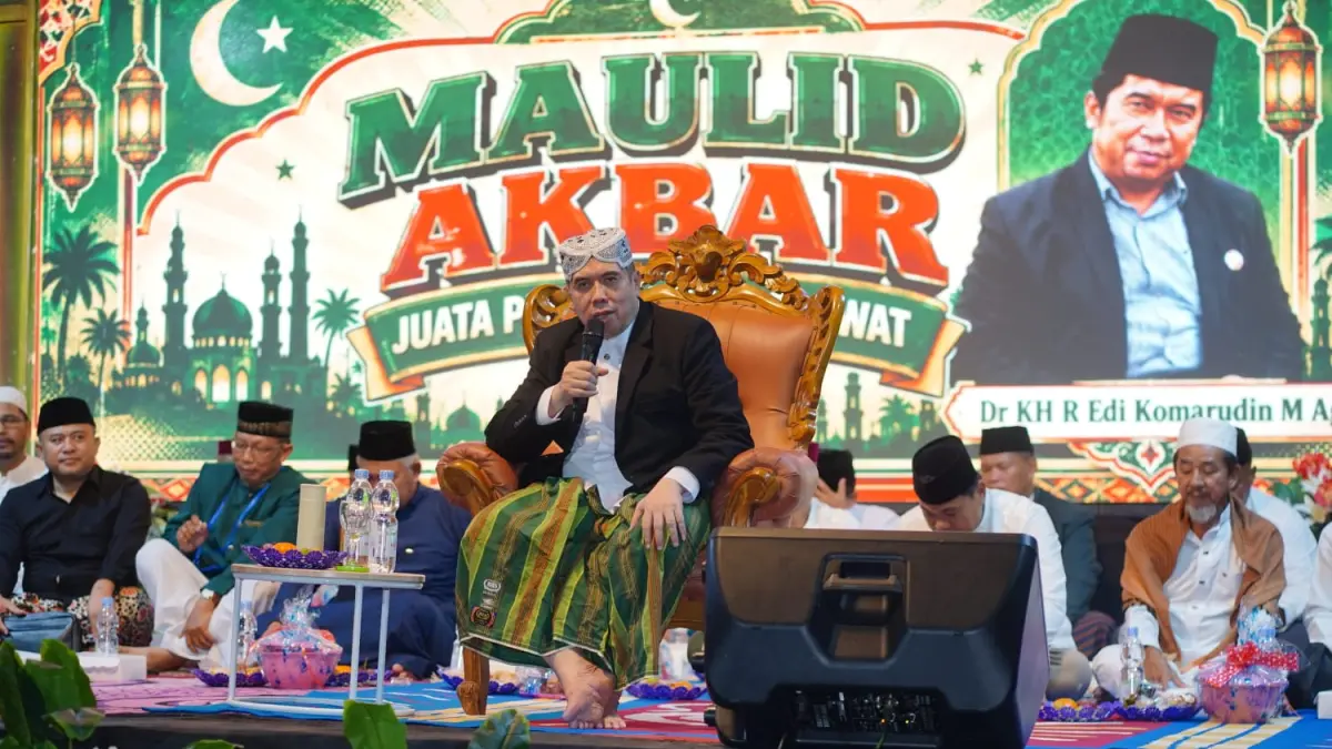 Seorang penceramah menyampaikan tausiah dalam kegiatan Maulid Akbar di Juata Permai, Tarakan.