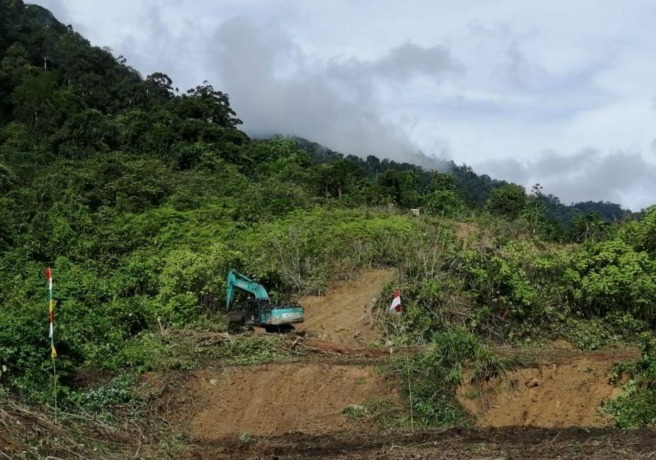 PEMBANGUNAN: Tampak alat berat membuka akses jalan menuju lokasi pembangunan PLTA Sungai Kayan