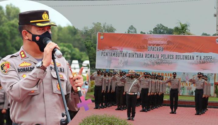 RADAR TARAKAN TAMBAHAN PERSONEL: Kapolres Bulungan AKBP Ronaldo Maradona memimpin upacara penyambutan Bintara Remaja di Mako Polres Bulungan baru-baru ini.