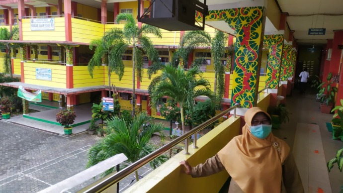 TUTUP SEMENTARA: PTM di SDN 018 terpaksa dihentikan setelah ditemui guru dan siswa terpapar Covid-19. (Ifransyah/Radar Tarakan)