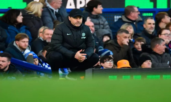 AFPPIX  KALAH : elatih Chelsea Mauricio Pochettino geram melihat timnya dikalahkan Everton di Stadion Goodison Park, Minggu (10/12) malam.