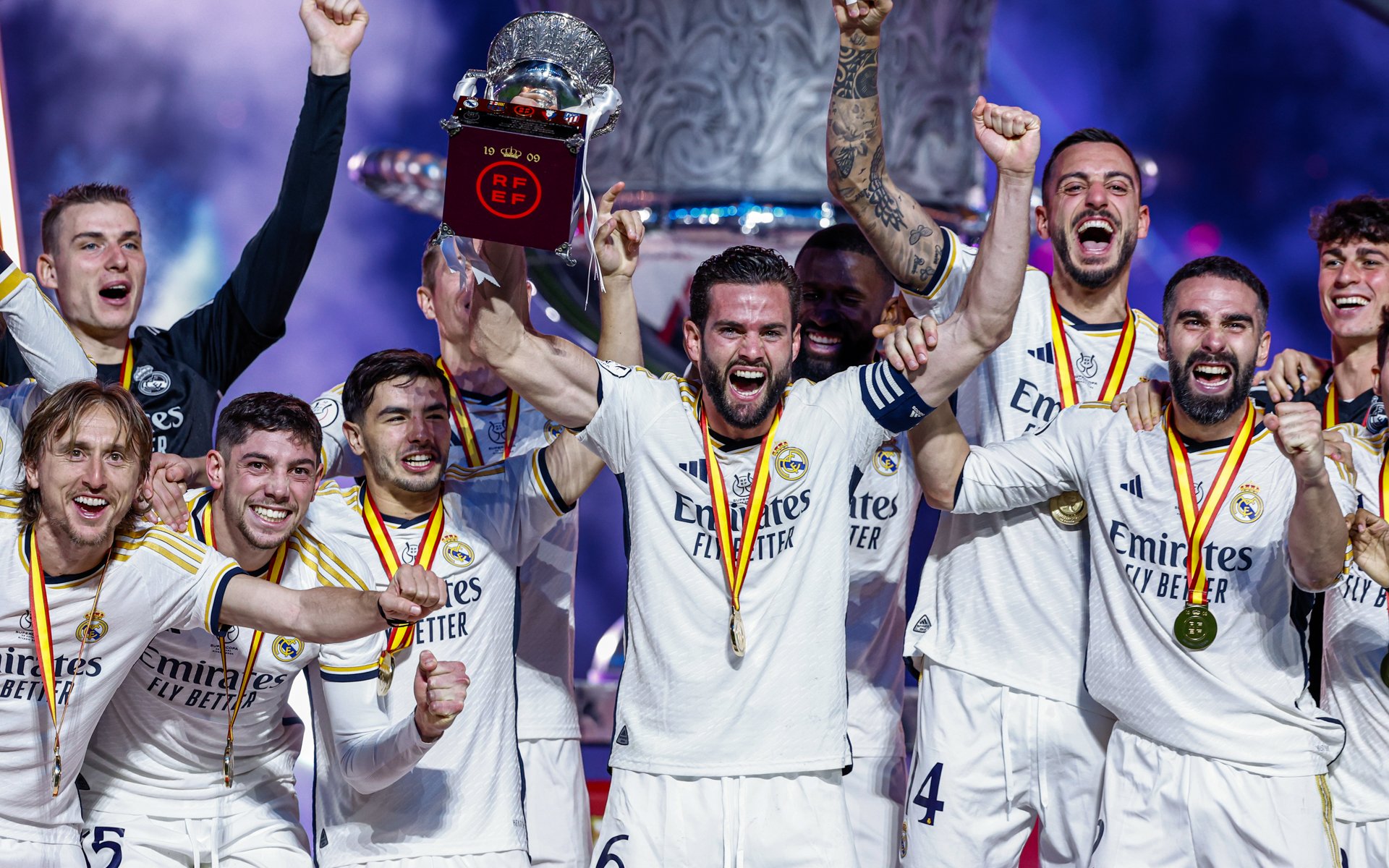 JUARA:  Real Madrid tampil sebagai juara Piala Super Spanyol 2023.