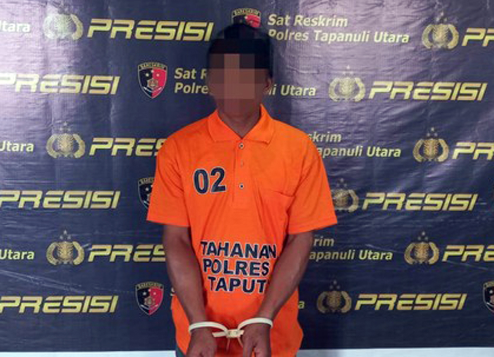 Joel Benget Kristian Hasibuan, tersangka pelaku pencabulan dua gadis cilik.