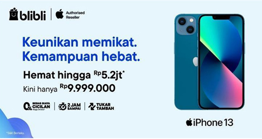 Selain harga miring, kelebihan lainnya berbelanja di Blibli yaitu Anda bisa mendapatkan produk impian Anda dengan credit dan bebas biaya cicilan.