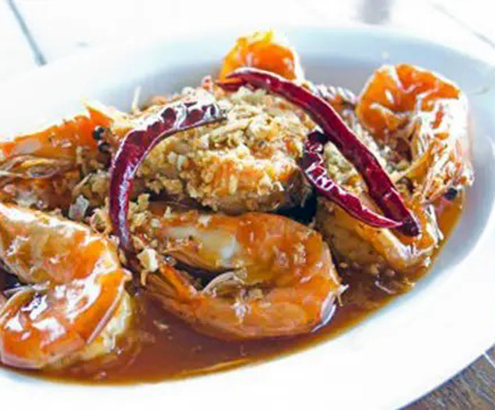Udang saus pedas.