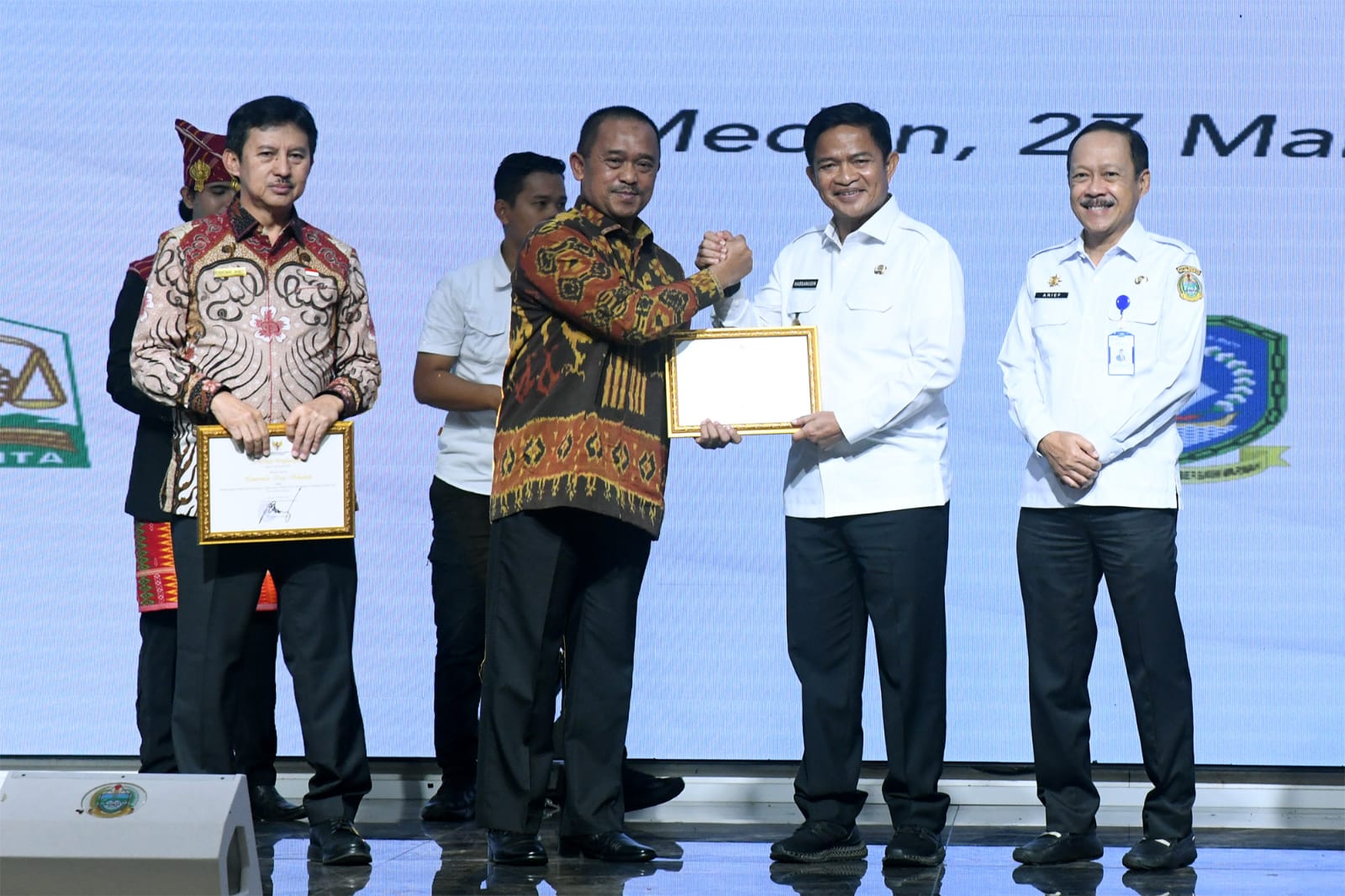 Pj Gubsu Hassanudin membuka Rakor Penguatan Sinergi antara KPK dengan Kemendagri RI, BPKP dan pemda di Wilayah I Kedeputian Bidang Koordinasi dan Supervisi, Rabu (27/3/2024). Ist
