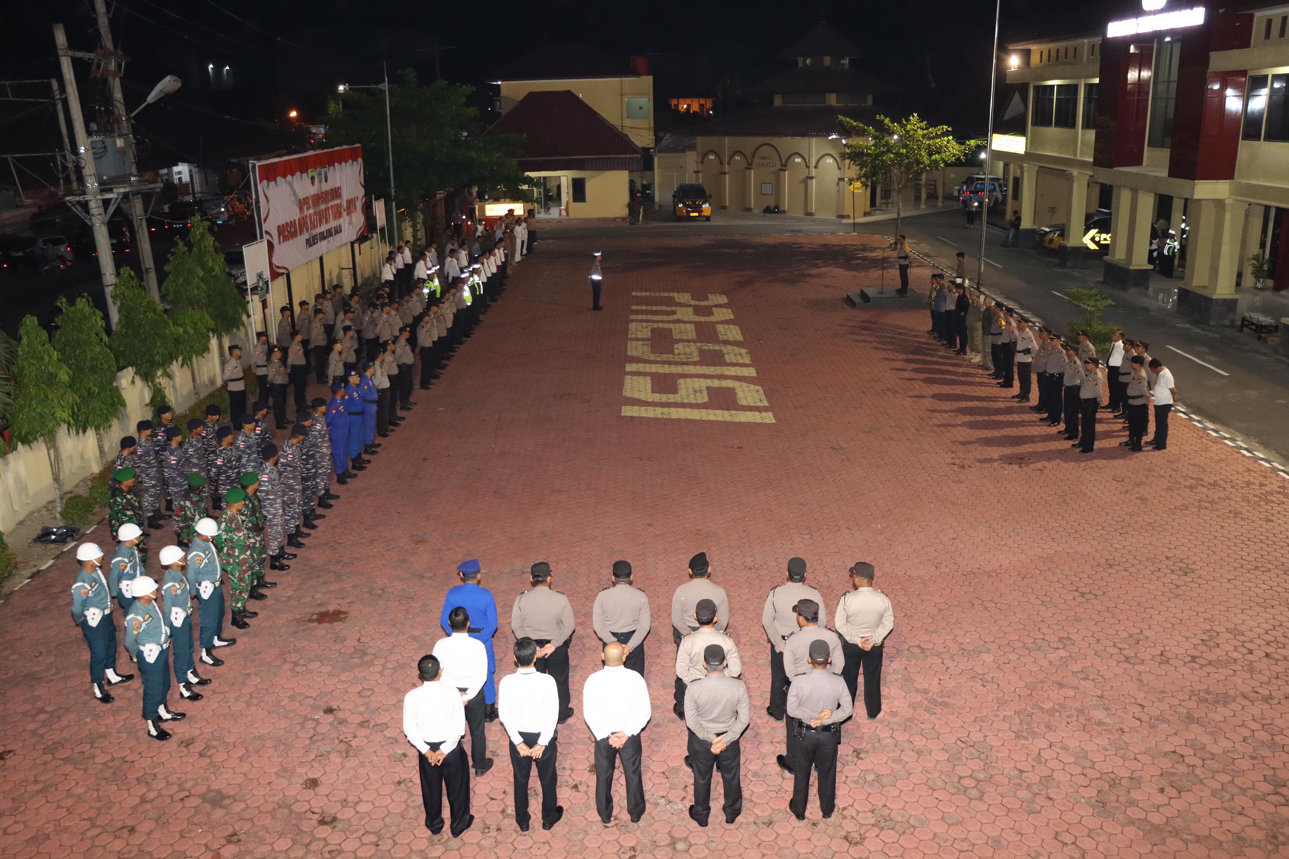 Apel konsolidasi pasca Operasi Kepolisian Terpusat Ketupat Toba 2024 di Polres Tanjungbalai.