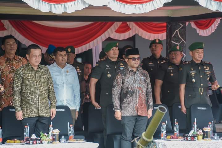 Pj Walikota Psp Letnan Dalimunthe Hadiri Upacara Sertijab Danyon 123/Rajawali dari Letkol Inf. Emick Chandra Nst ke Letkol Inf Anhar Agil Gunawan.