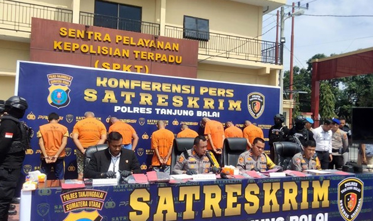 Polres Tanjungbalai saat rilis kasus pencurian sepedamotor hasil pengungkapan 2 pekan terakhir.
