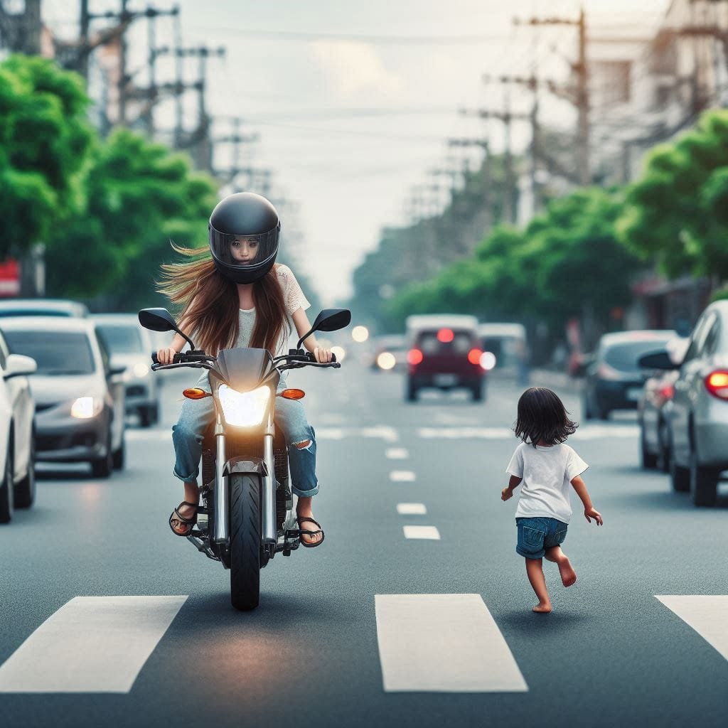 Anak kecil tiba-tiba menyeberang jalan raya-Ilustrasi.