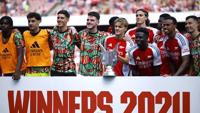 Laga pramusim bertajuk Emirates Cup mempertemukan Arsenal vs Lyon. Duel berlangsung di Emirates Stadium, Minggu (11/8/2024) malam WIB