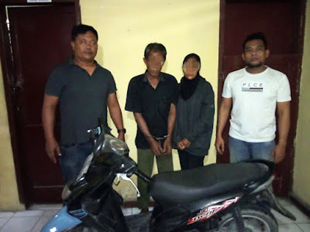 Pasutri yang ditangkap usai larikan sepeda motor.