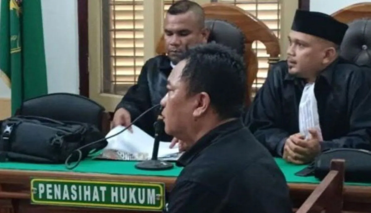 Mukmin Mulyadi menjalani persidangan di ruang Cakra IV, Pengadilan Negeri Medan.