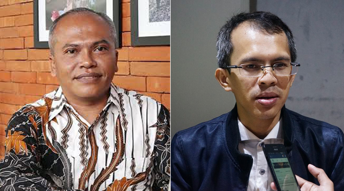Pengamat dari Institute for Security and Strategic Studies (ISSES) Khairul Fahmi (kiri), dan pengamat politik Ujang Komarudin.