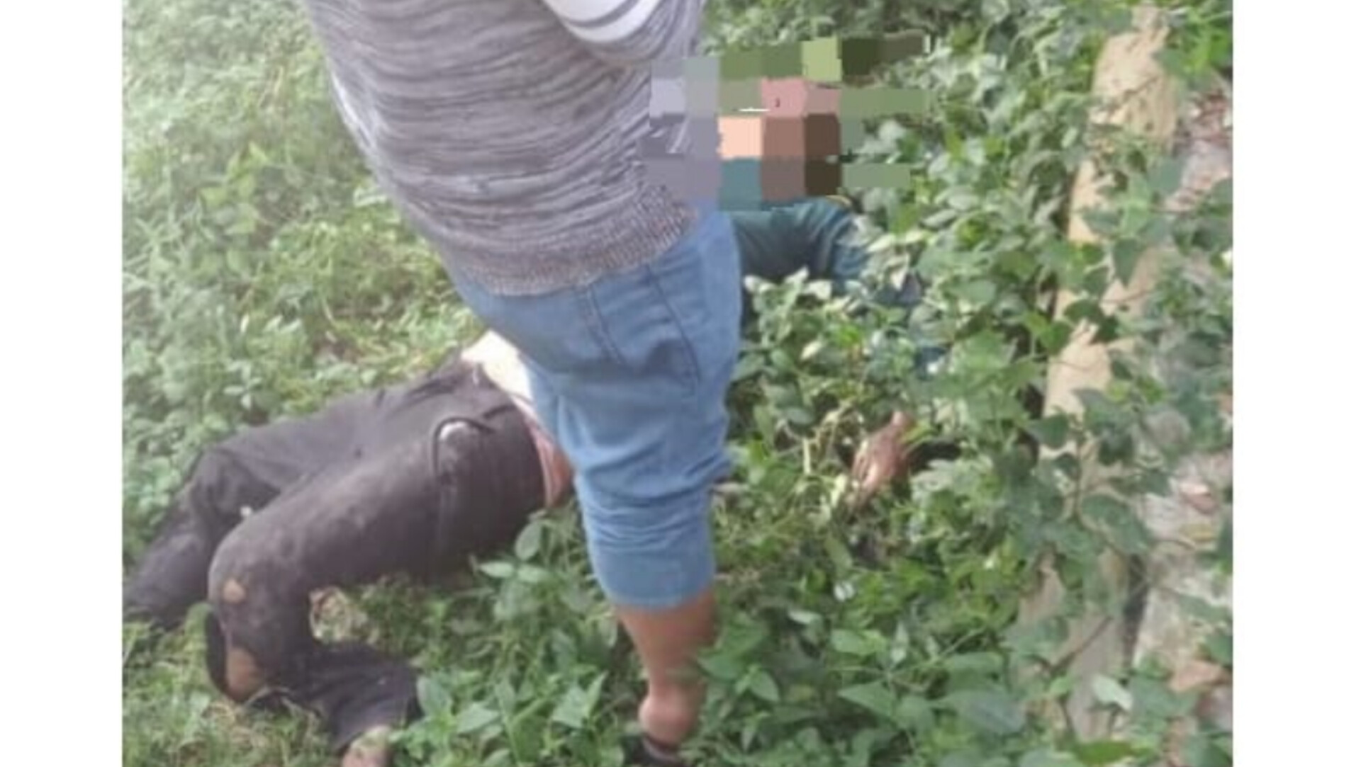 Kondisi korban saat ditemukan tewas di pinggir Jalinsum wilayah Asahan.