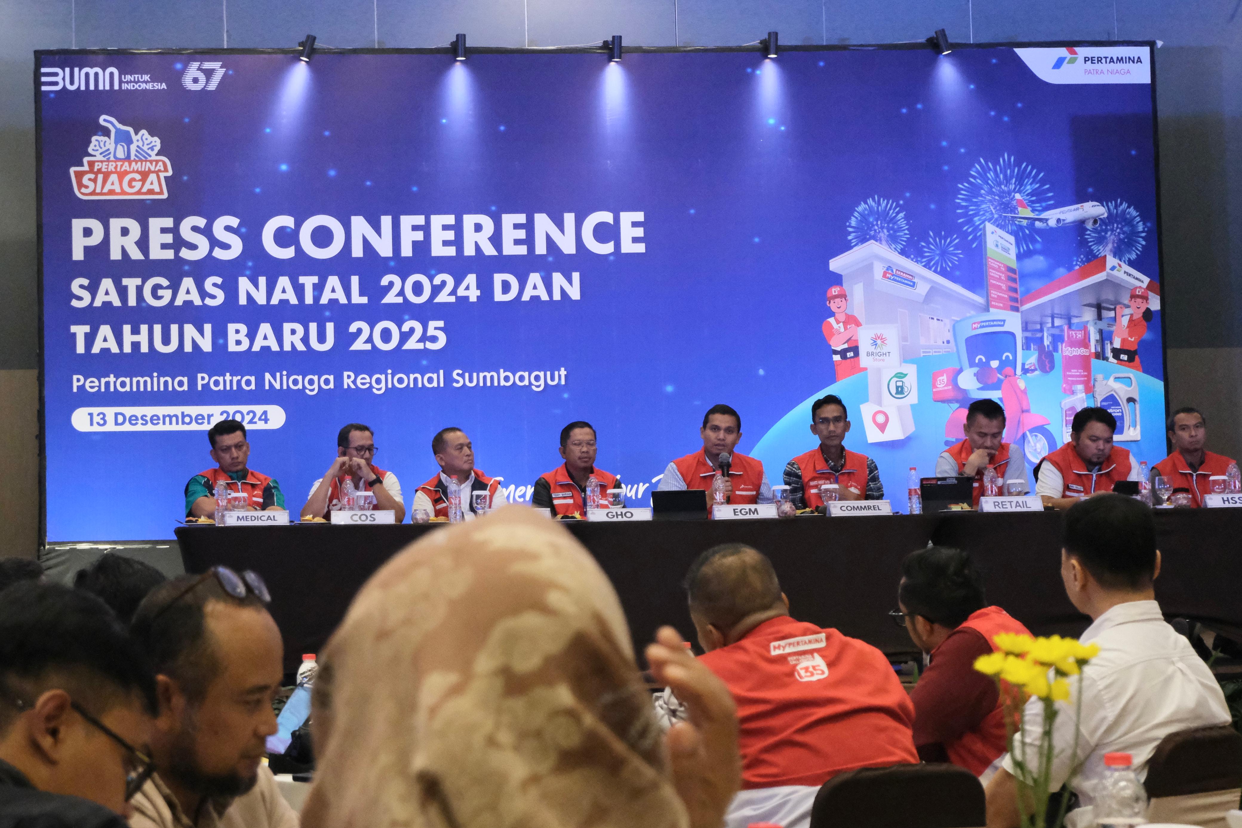 Executive General Manager Pertamina Patra Niaga Regional Sumbagut, Freddy Anwar, saat Press Conference Satgas Nataru Pertamina Patra Niaga Regional Sumbagut 2024 di Medan, Jumat (13/12).