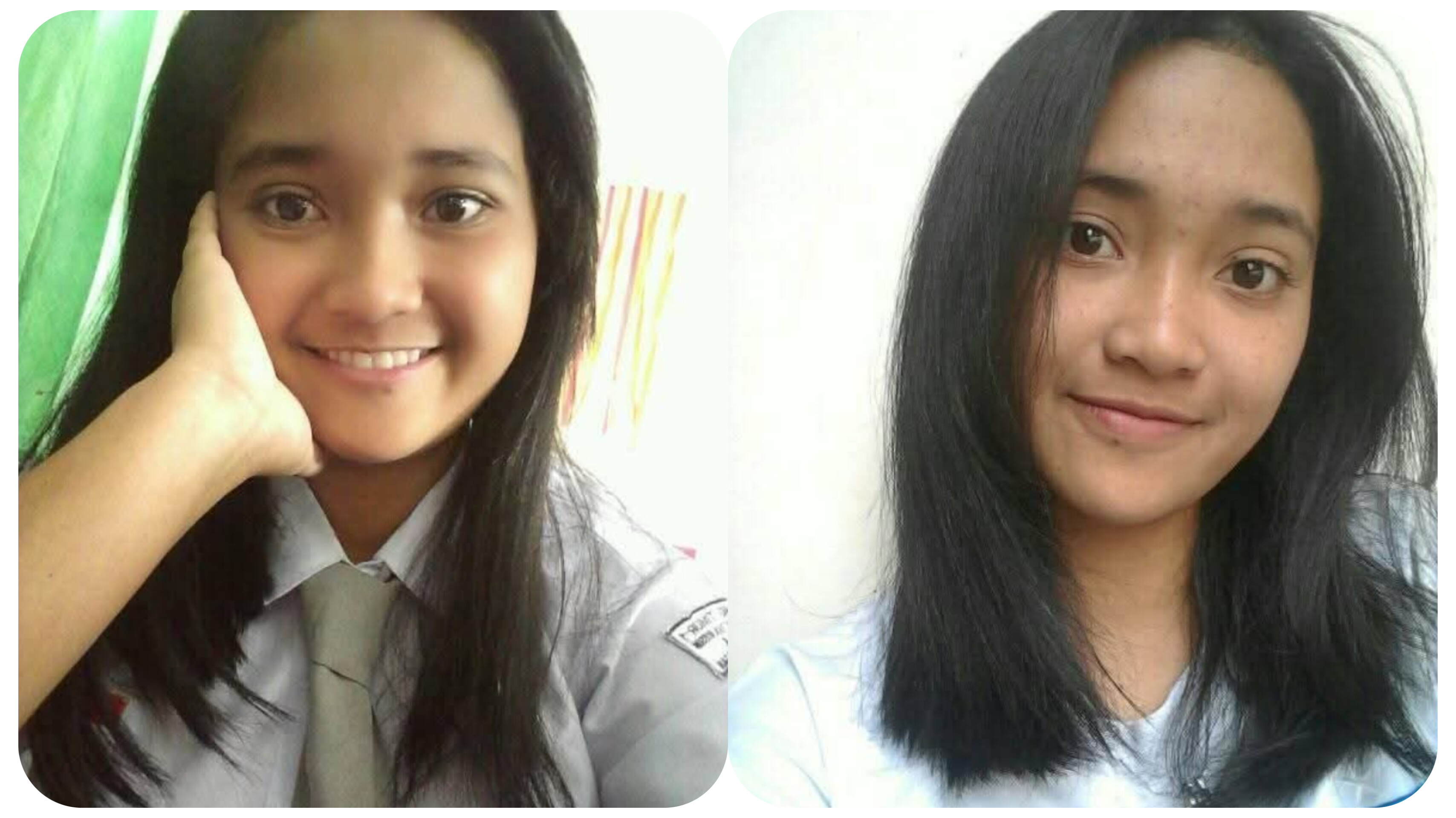 Foto Icha Sirait, saat masih SMA dan saat kuliah.