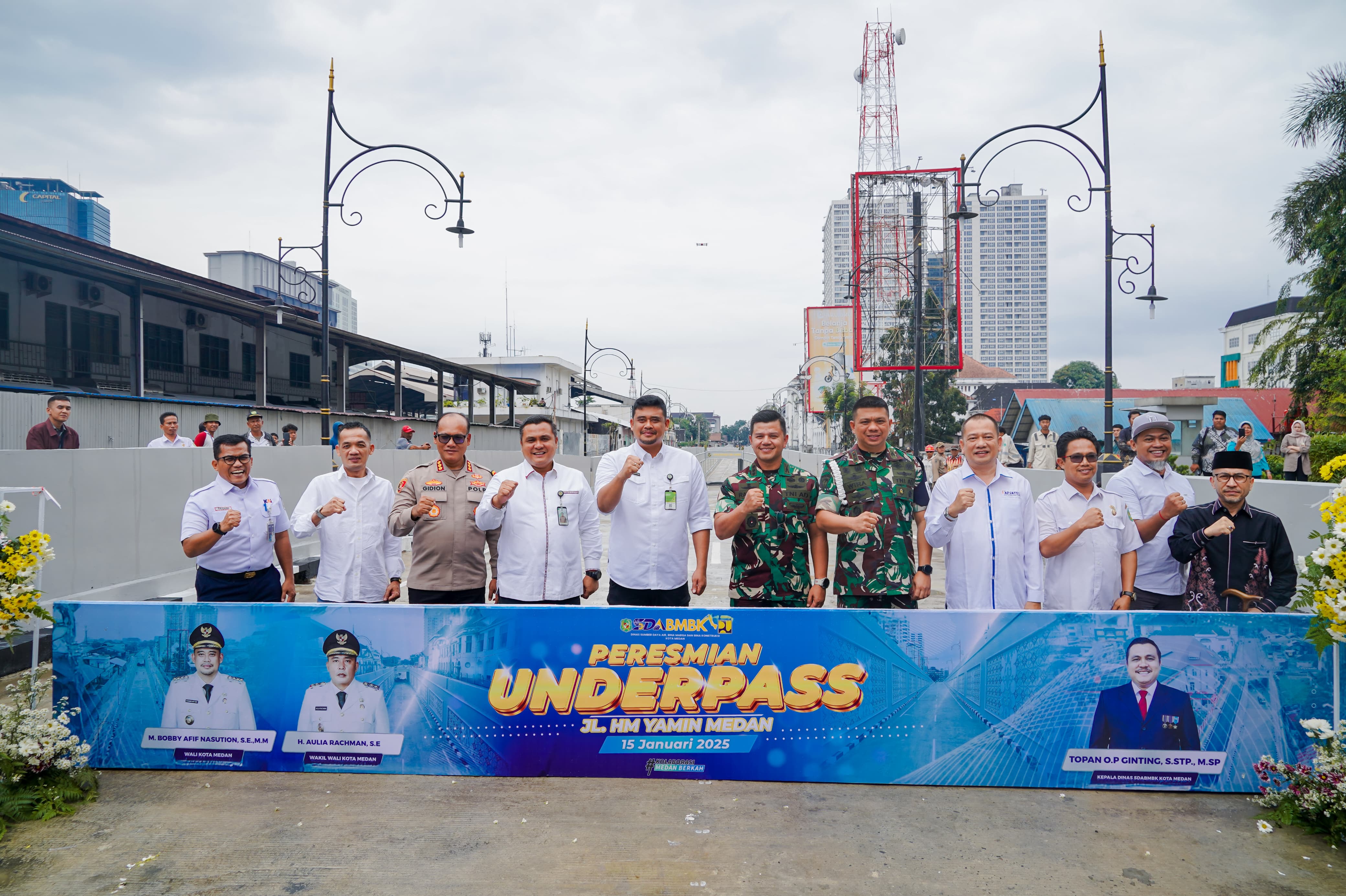 Wali Kota Medan, Bobby Nasution, meresmikan Underpass Jalan HM Yamin, Medan Timur, Rabu (15/1/25).