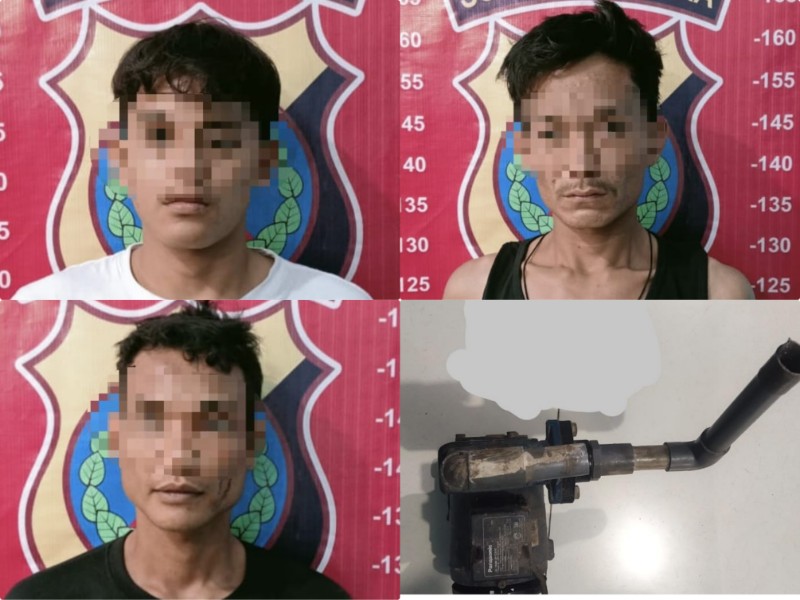 FAS, RAP dan LZG alias Gomeng, yang ditangkap atas kasus pencurian.