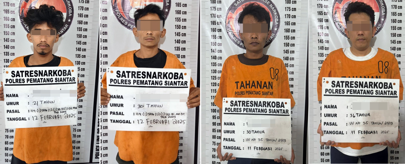 Empat tersangka pengedar narkoba ditangkap personel Satresnarkoba Polres Pematangsiantar di lokasi dan waktu berbeda.