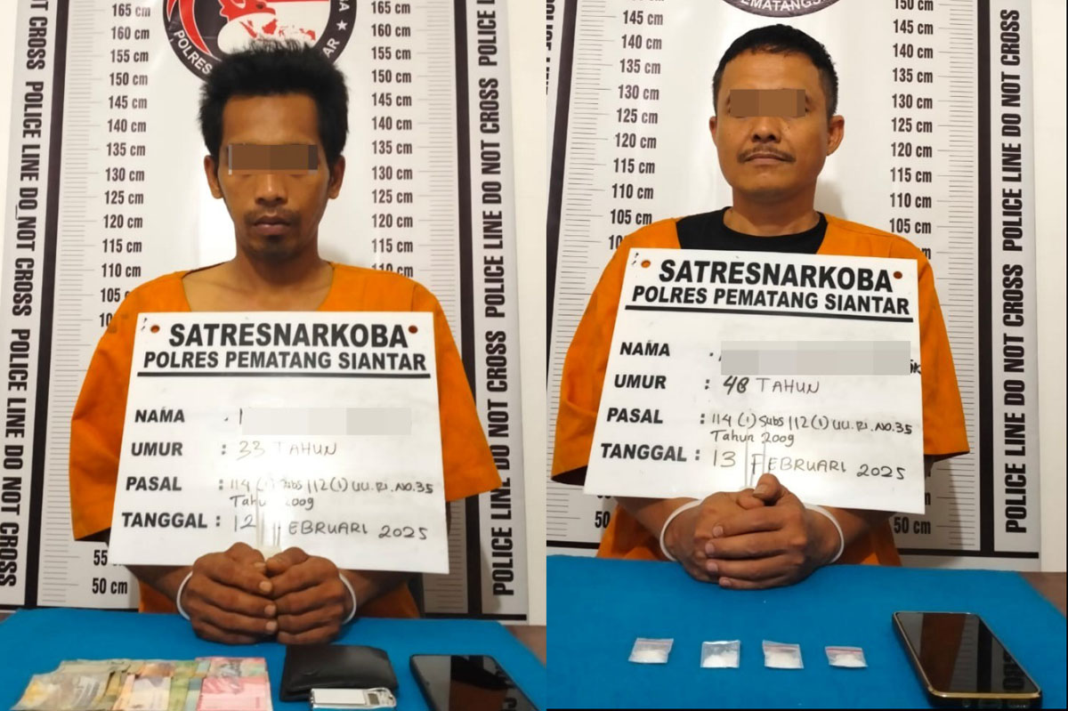 Dua pengedar sabu-sabu di Kota Pematangsiantar ditangkap di lokasi berbeda.