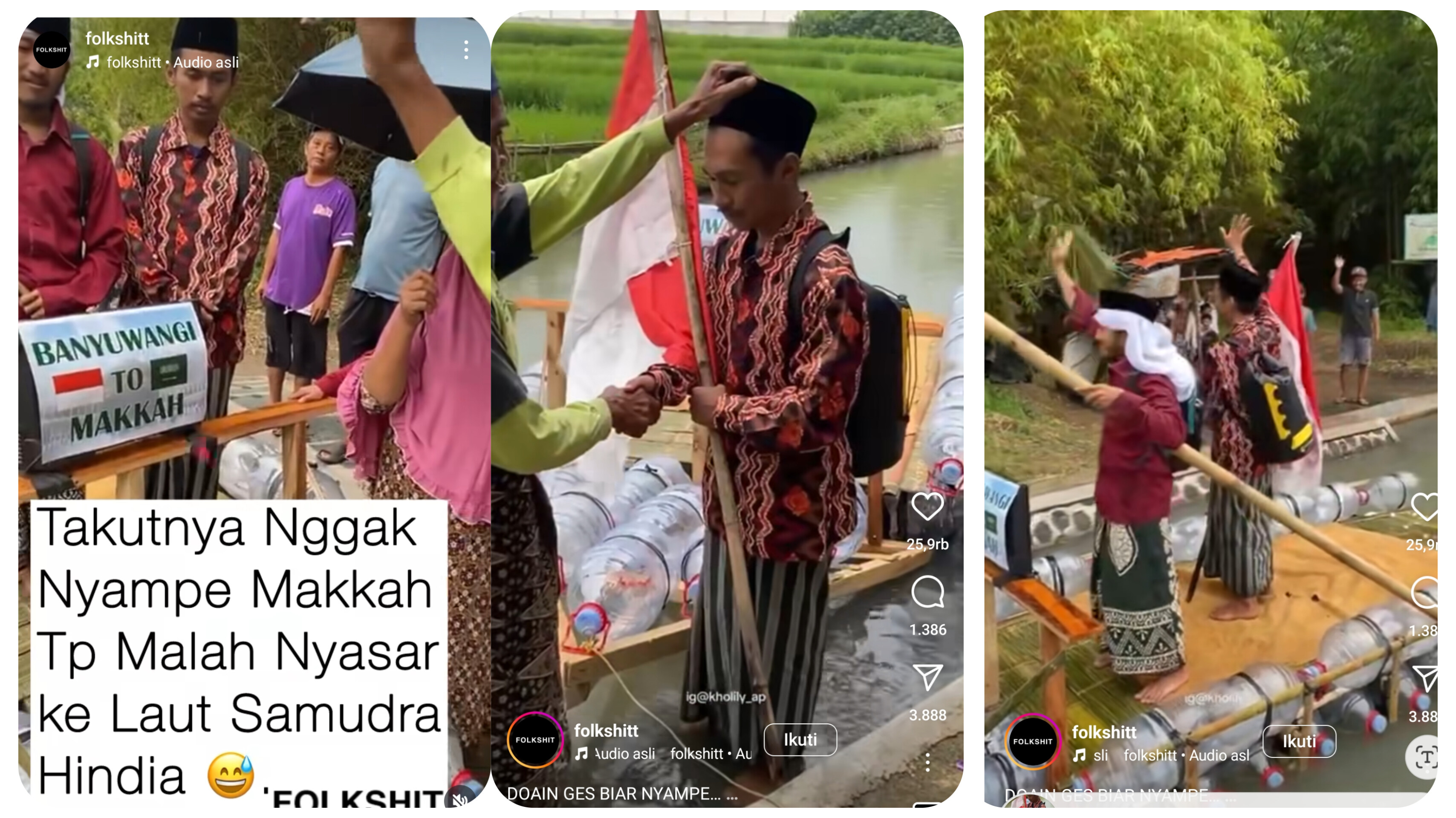 Warga Banyuwangi berangkat umrAh naik perahu kecil.