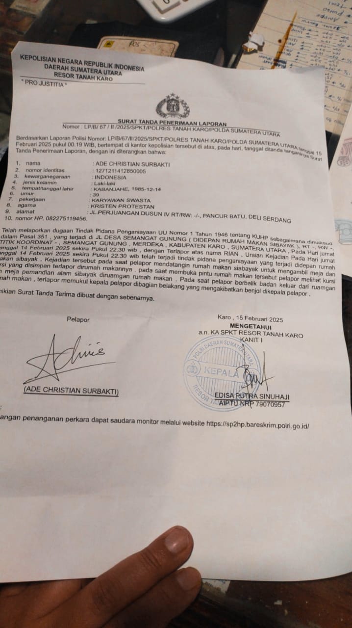 Bukti laporan polisi.
