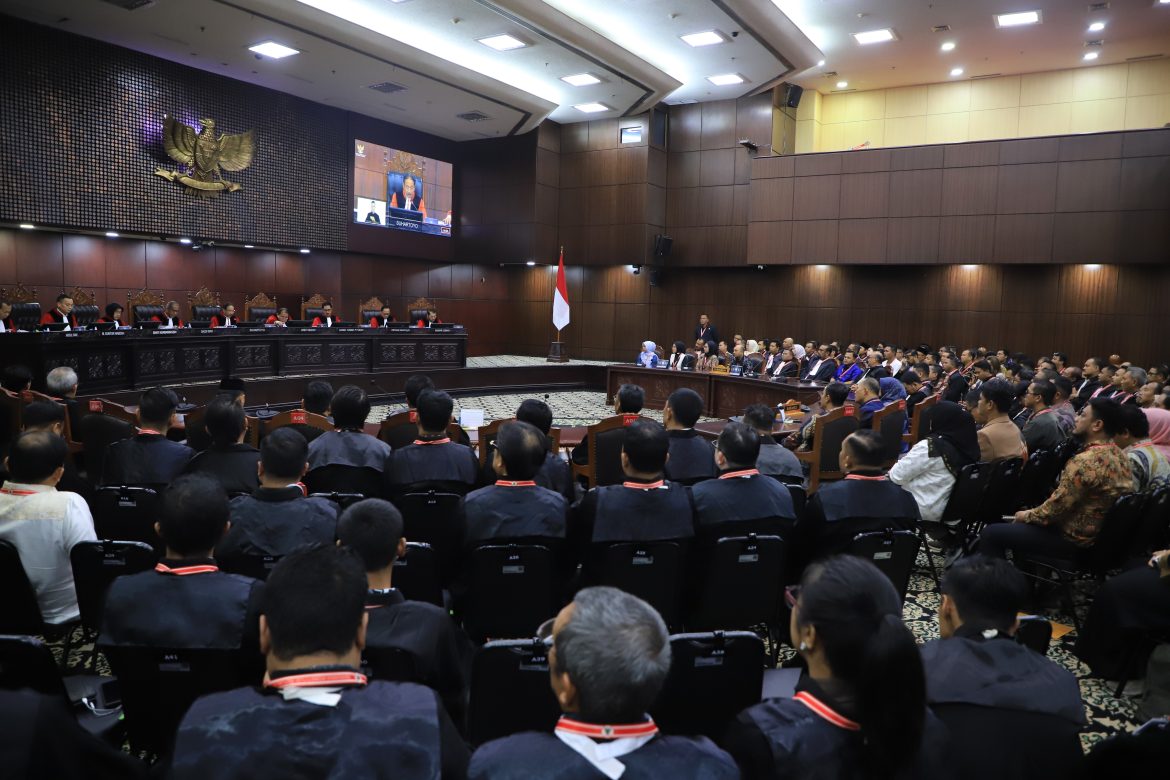 Suasana sidang putusan MK pada awal Februari kemarin. Bawaslu Sumut apresiasi Putusan MK untuk lanjutkan sidang perkara Pilkada Madina.