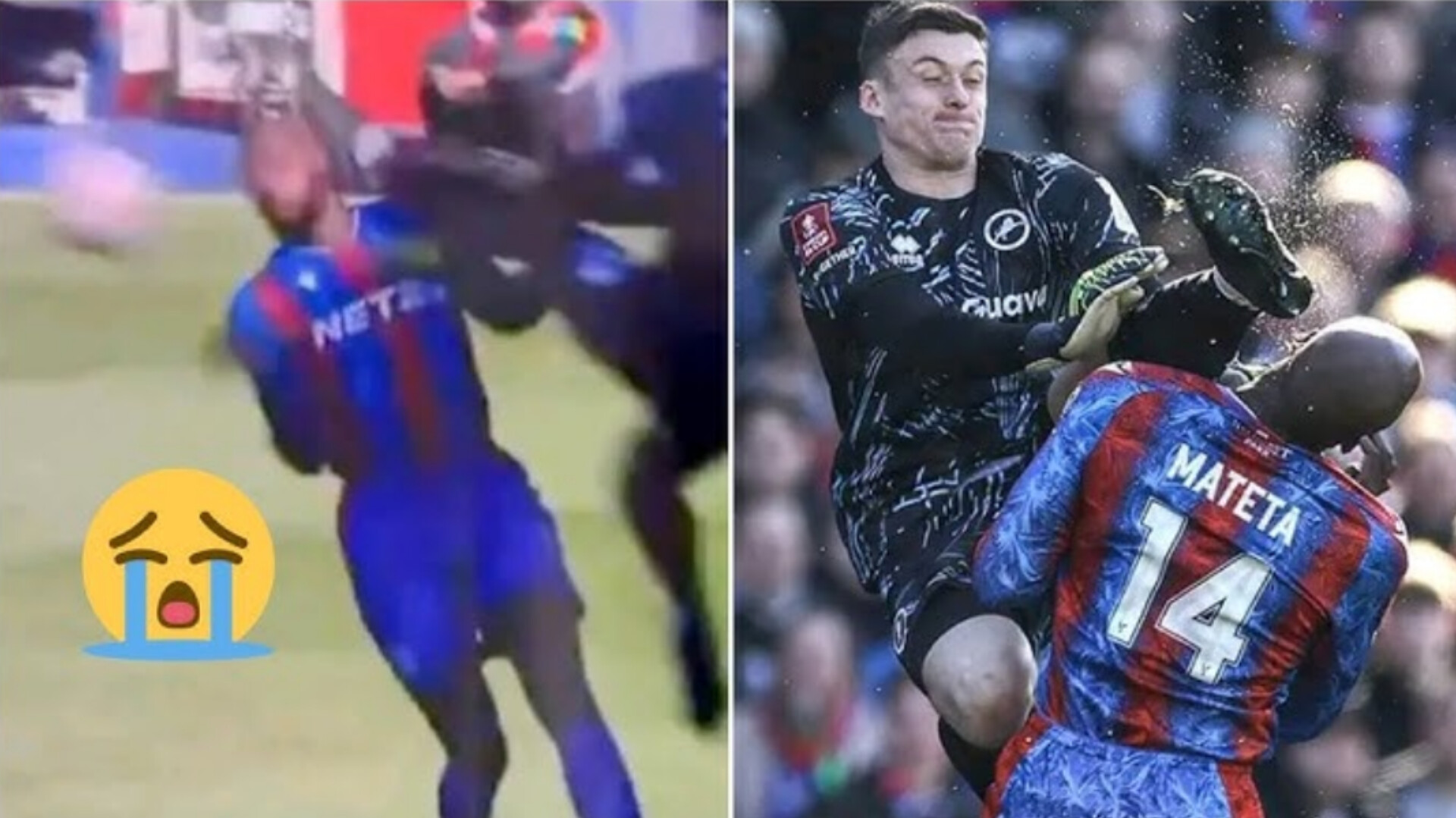 Kiper Millwall terjang kepala Striker Crystal Palace di Piala FA.