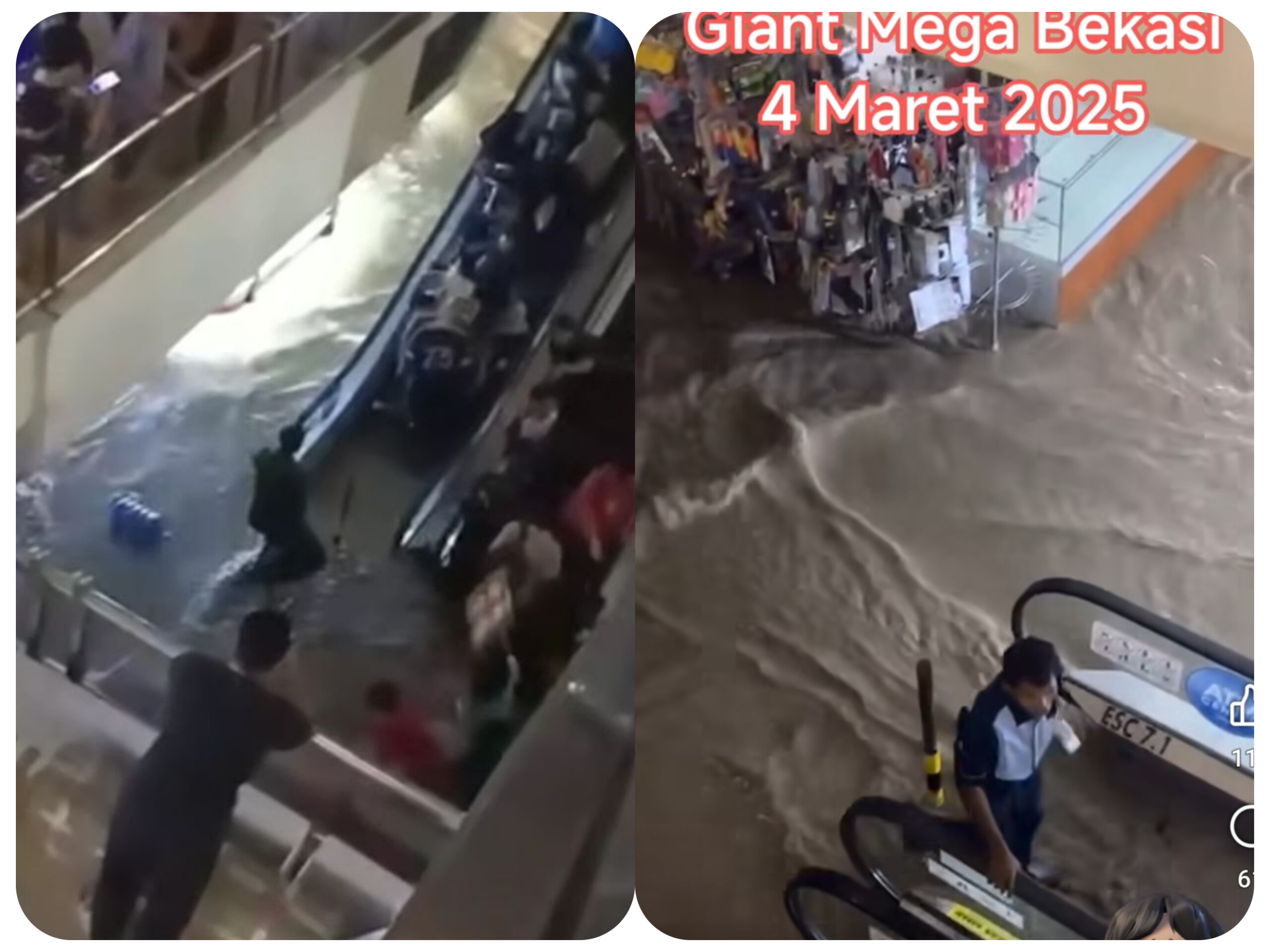 Banjir melanda sebuah mal di Bekasi, Selasa (4/3/2025)
