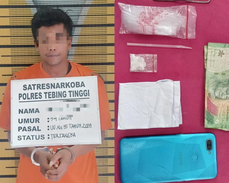 MA alias Alfian yang ditangkap Polres Tebingtinggi terkait kasus narkotika jenis sabu.
