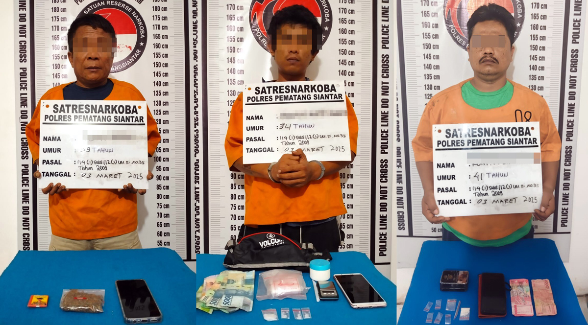 Tiga pengedar narkoba ditangkap dari lokasi berbeda.