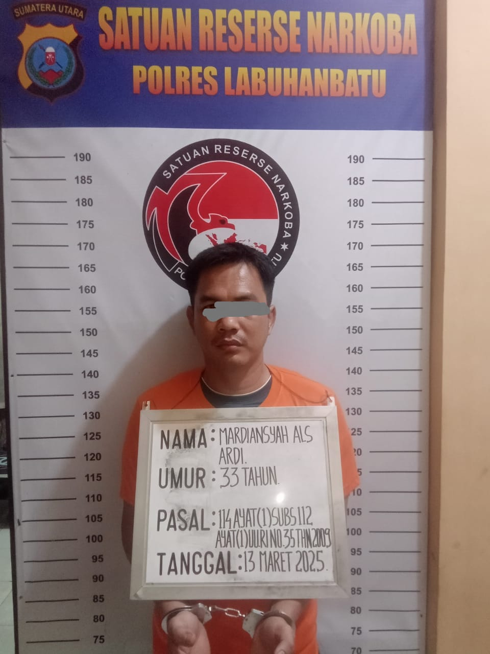 M alias Ardi, warga Kuantan Tengah, Riau, tersangka pengedar narkoba.