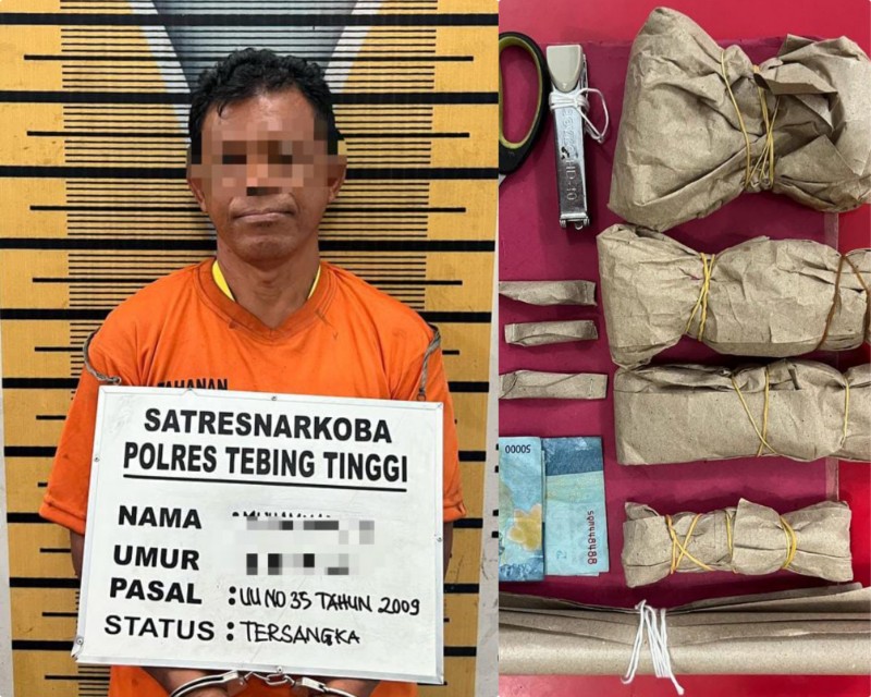 Pemilik ganja kering MN alias Kinoi, yang ditangkap Polres Tebingtinggi.
