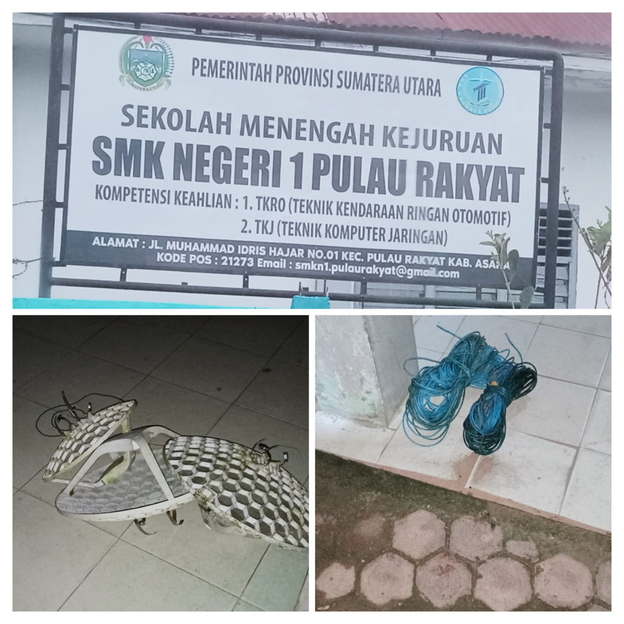 Perangkat wifi seperti tiga unit pemancar dan kabel wifi yang sebelumnya telah terpasang.