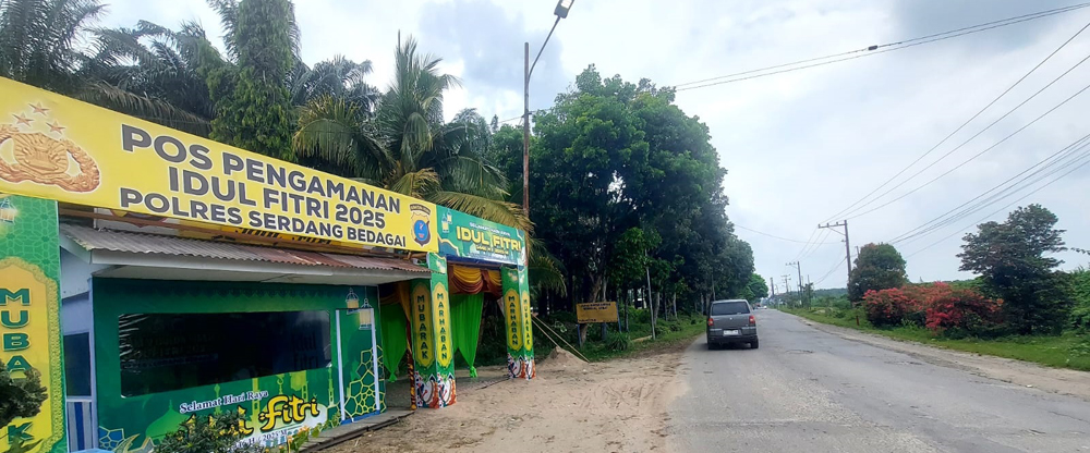 Salah satu Pos Pam Idul Fitri 1446 H di Kabupaten Deli Serdang, Sumatera Utara.