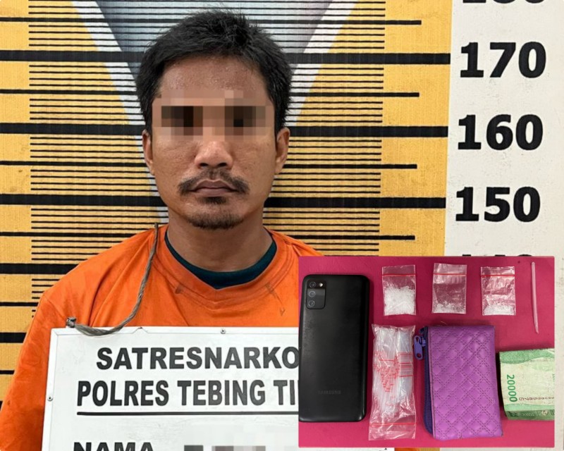 Sat Resnarkoba Polres Tebingtinggi meringkus S alias Heri bersama 3 paket narkotika jenis sabu.