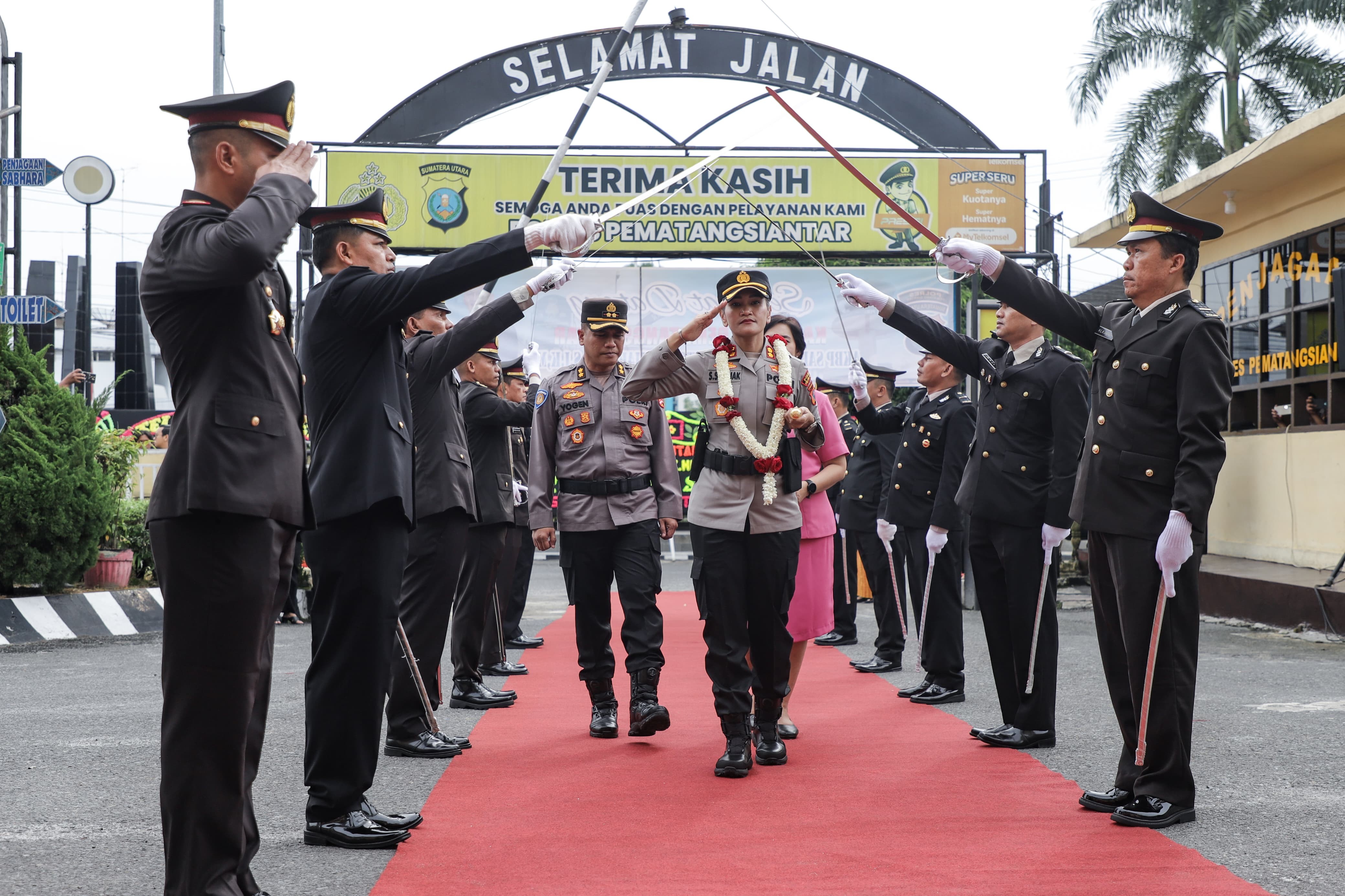 Penyambutan Kapolres Pematangsiantar AKBP Sah Udur Togi Marito Sitinjak.