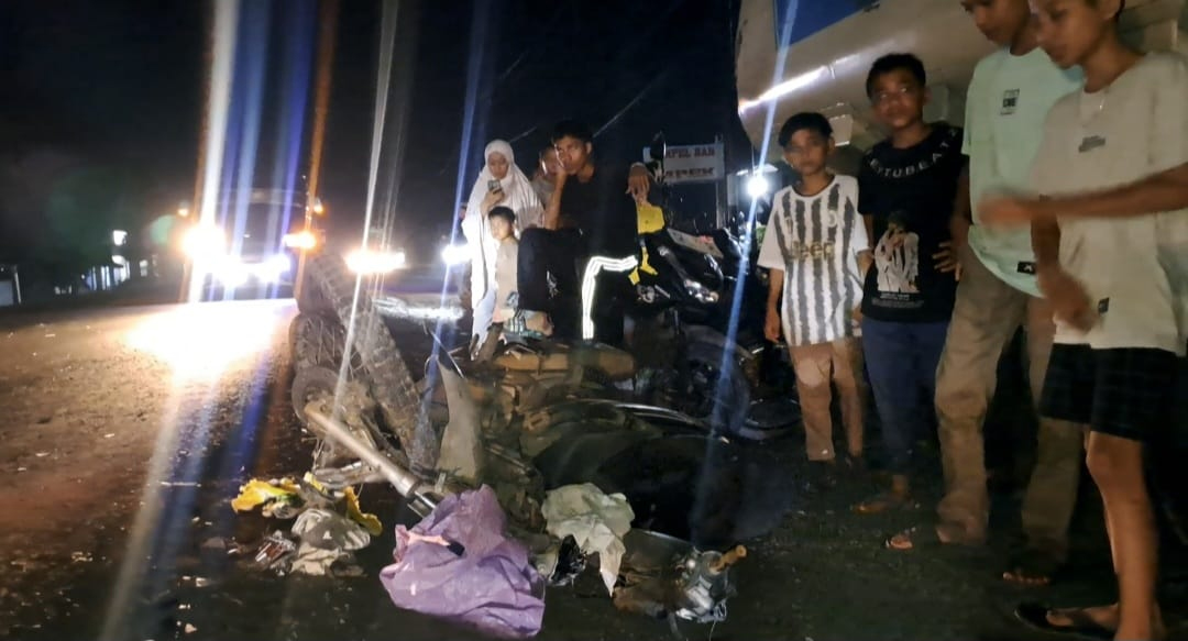 Sepedamotor milik korban yang mengalami kecelakaan di Batubara.