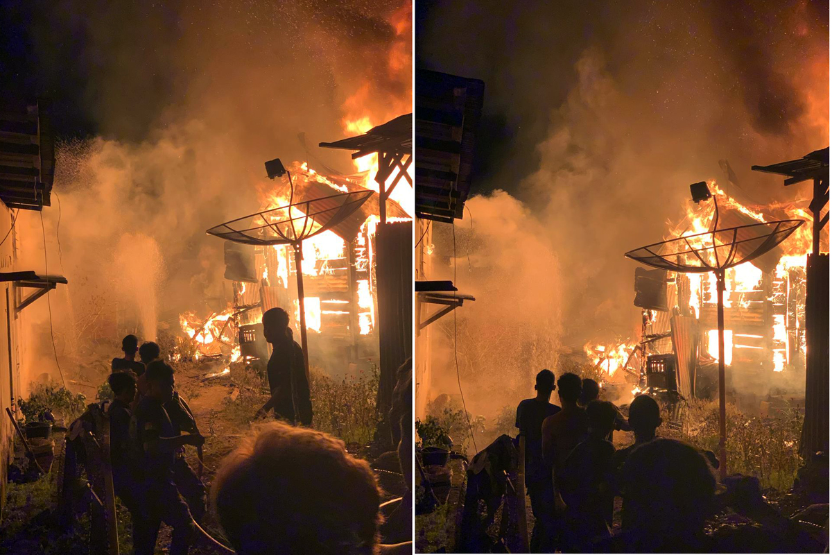 Tiga unit rumah konstruksi kayu ludes terbakar dilalap si jago merah di Jl.H.Sulaiman Gg Kelapa 2 Lk III Kp.Kelapa Kelurahan Timbangan, Kota Padangsidimpuan, Senin (28/4/2025) Pukul 04.25 WIB.