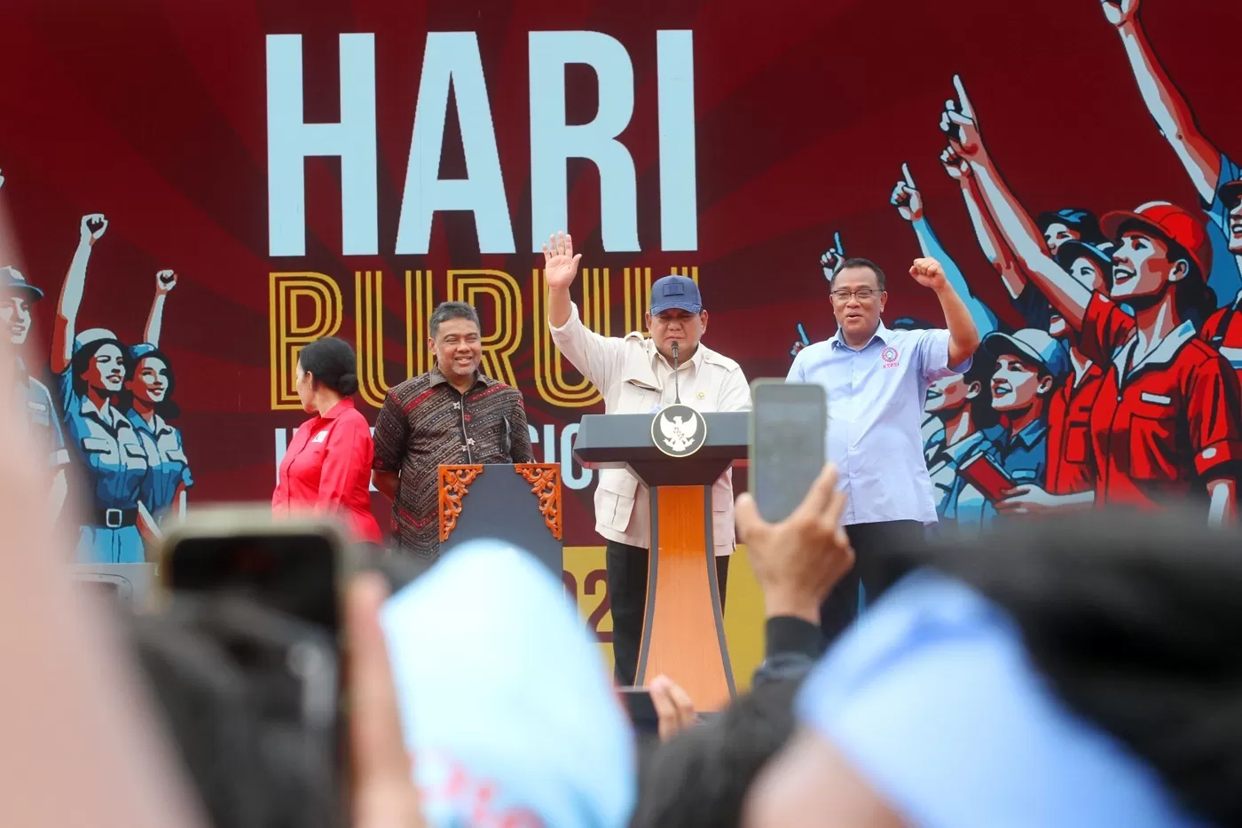 HL2- Presiden Prabowo saat menghadiri Peringatan Hari Buruh.
