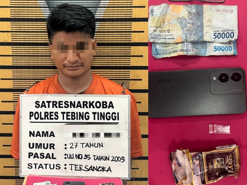 IK (27) residivis kasus narkoba yang ditangkap Sat Resnarkoba Polres Tebingtinggi.