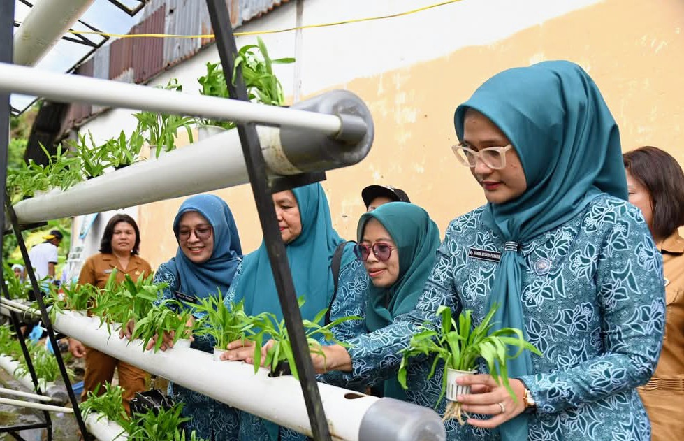 Ketua TP-PKK Kota Sibolga Ny dr Rahma Syukri Penarik memastikan kesiapan Kelurahan Hutabarangan untuk mengikuti Lomba Hatinya PKK Tingkat Sumut, serta meninjau pemanfaatan pekarangan rumah.