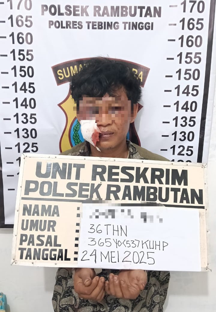 Pria berinisial IL yang kini telah ditahan di Polsek Rambutan Kota Tebingtinggi.
