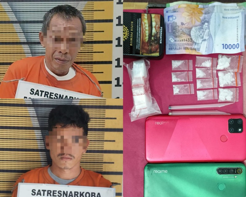 Pria berinisial APB dan BJS, yang ditangkap Sat Resnarkoba Polres Tebingtinggi.